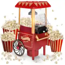 NK Palomitero Retro, Máquina de Palomitas de Maíz Eléctrica 1200W, Botón fácil de utilizar, Preparación listas en 2 minutos, Aire Caliente, Tamaño 0,3L, Portable, Ideal para Casa