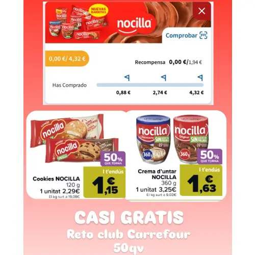 Nocilla casi gratis en Carrefour (cuentas seleccionadas)