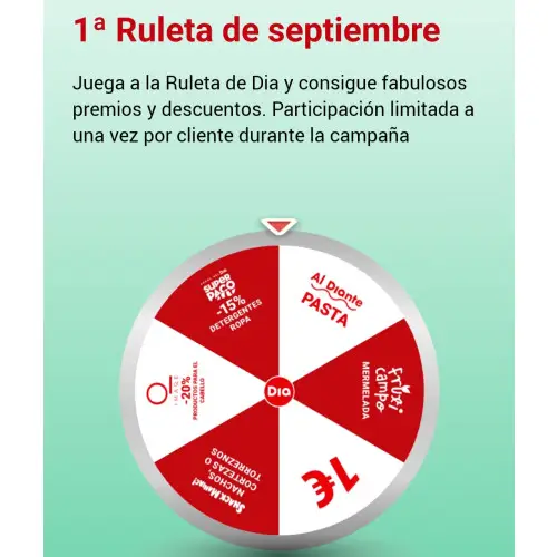 Nueva ruleta en la app de Dia