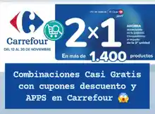 Nuevas combinaciones de Supermercado. Productos Casi GRATIS en carrefour con cupones descuento y apps de cashback (Hasta el 20/11)