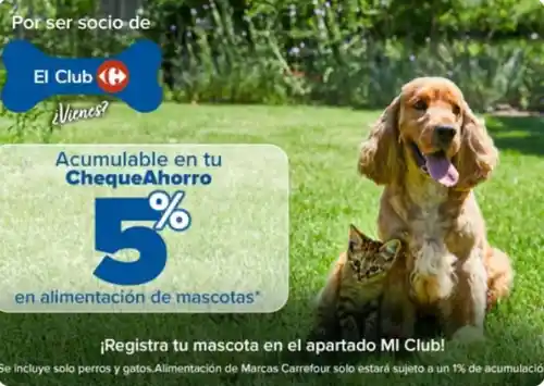 Nuevo Club Mascotas de Carrefour: acumula un 5% en alimentación de perros y gatos