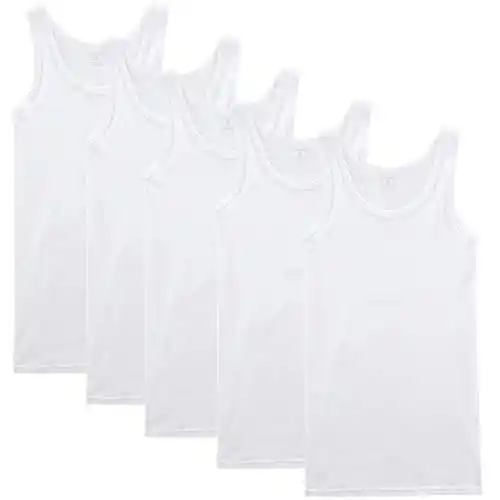 NUOZA Camiseta de Tirantes para Hombre Pack de 5 de Algodón 100% Interior-Blanco,5XL