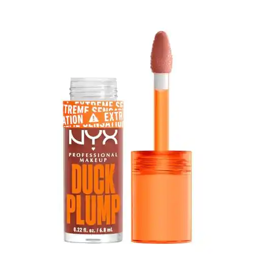 NYX Professional Makeup Duck Plump, Brillo de Labios, Efecto Volumen Instantáneo, Con Jengibre Picante, Fórmula Vegana, Tono: Brown of Applause