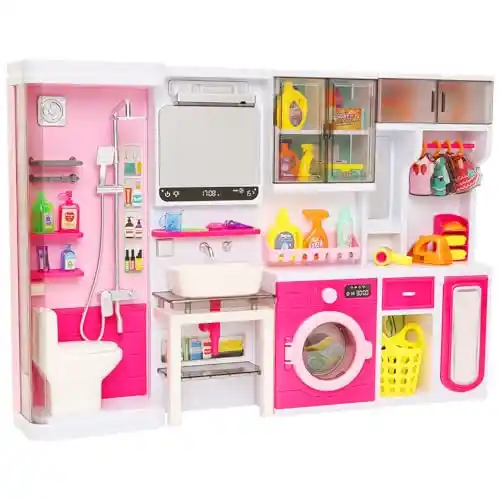 Oferta Amazon Miunana Mini baño Juguetes De Aseo + 54 Accesorios (Artículos De Aseo + Vestidos), para Muñecas De 11,5 Pulgadas Y 30 cm （Excluyendo muñecas）