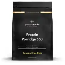 THE PROTEIN WORKS Gachas de avena de alto valor proteico 360 | Plátano con Pepitas de Chocolate | Desayuno bajo en azúcar | Vitaminas agregadas | Avena integral de bajo índice glucémico | 500g