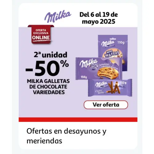 Oferta Exclusiva Online Galleta Milka - -50% segunda unidad - Alcampo supermercado online