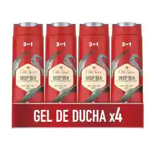Old Spice Deep Sea Gel De Ducha Y Champú Para Hombres 4x400ml, Gel Para Cara, Cuerpo Y Pelo 3 En 1 Multiusos, Frescura Duradera, Fragancia Excepcional, Limpieza Profunda