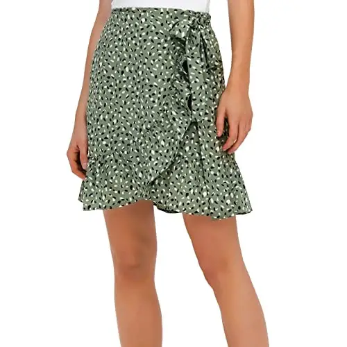 ONLY Onlolivia Wrap Skirt Wvn Noos Falda, Hedge Green/AOP:Hella Graphic, S Mujeres
