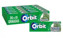 (30 paquetes de 10)Orbit Chicles Sin Azúcar Sabor Hierbabuena, Fresco, Intenso y de Larga Duración en formato Gragea