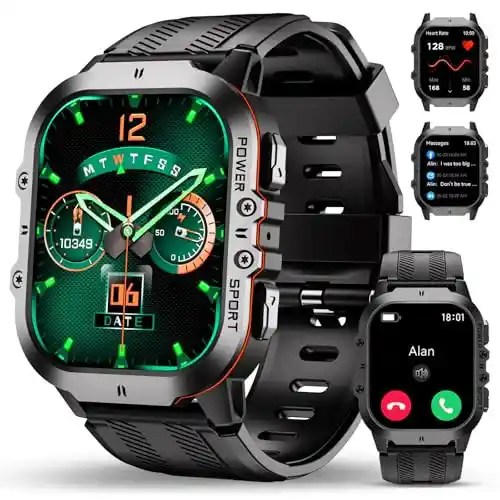 OUKITEL BT20 Reloj Inteligente Hombre con Llamadas Bluetooth, 1.96” Smartwatch Hombre de con Oxímetro, Pulsómetro, Monitor de Sueño, Impermeable Smartwatch con 120+ Modo Deportivos para Android/iOS