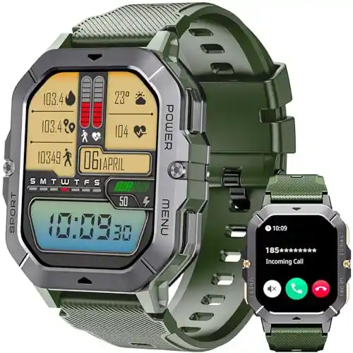 OUKITEL Reloj Inteligente Hombre, 2.02" Smartwatch Hombre con Llamadas Bluetooth, Smartwatch con Notificaciones de mensajes/Oxímetro/Pulsómetro, 100+ Modos Deportivos para Android iOS Impermeable 5ATM