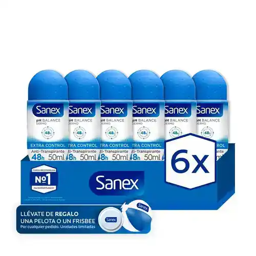 Pack 6x Desodorante roll-on Sanex pH Balance 48h, envío gratis APP