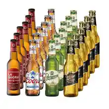 Pack de 24 Cerveza Lagers del Mundo (Coors, Staropramen, Miller y La Sagra) -  Botellas de 330 ml - Total: 7920 ml