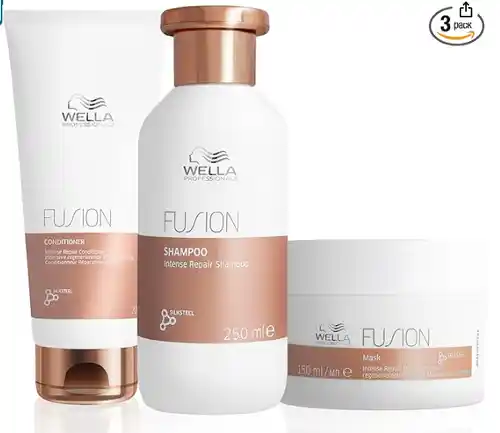 Wella Professionals | Pack Fusion | Reparación Intensa | Cabello Dañado | Champú (250ml) + Acondicionador (200ml) + Mascarilla (150ml)