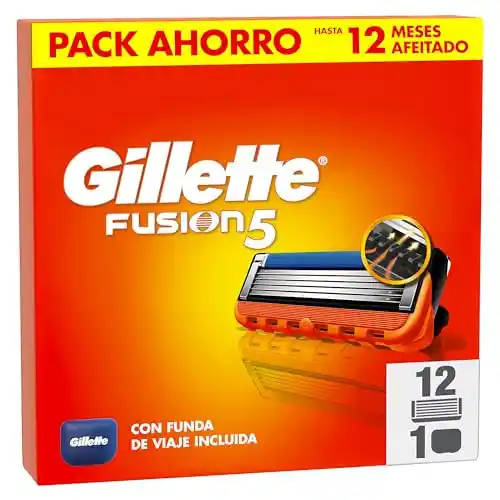 Pack de 12 recambios cuchillas de afeitar Gillette Fusion5