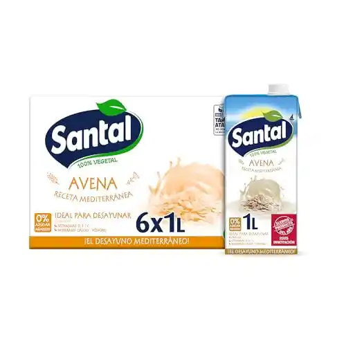 Pack de 6 envases de bebida vegetal de avena sin azúcar Santal
