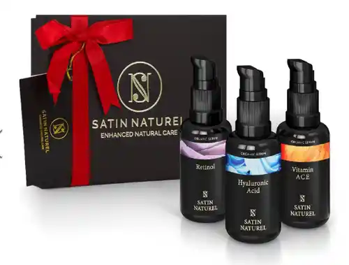 Pack Satín naturel Serum Vitamina C + Retinol puro para la Cara + Serum Acido Hialuronico - 3x30ml (Cupones amazon limitados)