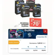Pañales Dry Nites por 4,4€/u (cuentas seleccionadas Carrefour)