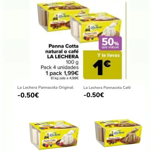 Panna Cotta La Lechera por 0,49€ en Carrefour con Nestlé