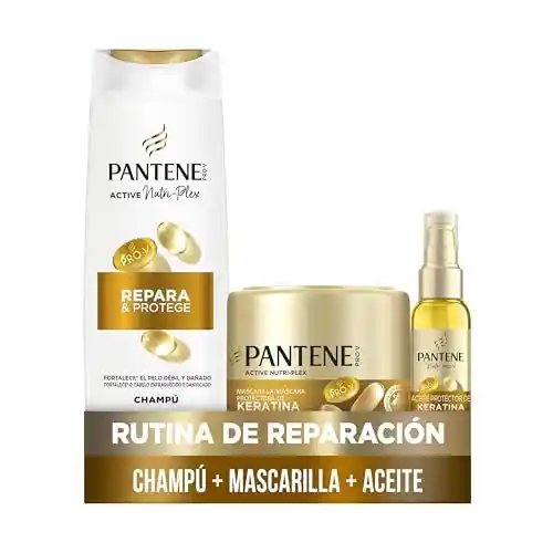 Pantene Pro-V Repara Y Protege Champú 325ml, Mascarilla Protectora De Keratina 300ml, Aceite Protector Keratina 100ml, Para Pelo Seco Y Dañado