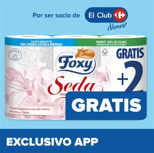 Papel higiénico Foxy Seda GRATIS por compras en Carrefour