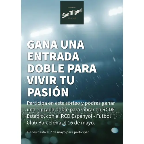 Participa por una entrada doble para partido del Barça VS Espanyol (Mahou)
