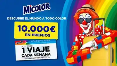 Participa y Gana Tarjetas Regalo de 100€ o 1 viaje cada semana con MICOLOR  (Sorteo por compra)