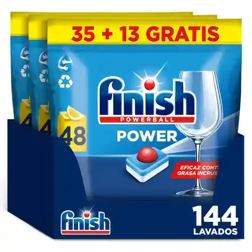 Pastillas lavavajillas Finish Powerball All in 1 limón, 144 unidades.