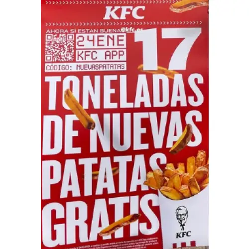 ¡Patatas gratis en TODOS los KFC! Canjea tu código y disfruta 🎉(Solo hoy)