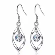 Pendientes chapados en plata S925 con zirconia cúbica, pendientes colgantes con borla de gota lineal para mujer