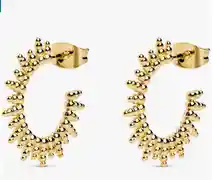 Pendientes Pebbles Sun - Pendientes en Latón con Acabado Baño de Oro 18Kt o Rodio - Pendientes de Aro con Cierre Tuerca a Presión - Joyas para Mujer