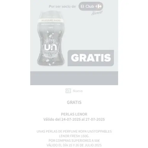 Perlas lenor gratis en Carrefour (por compras)