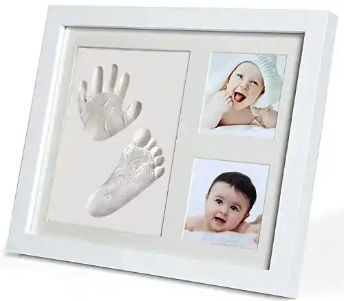 Kit de Marco Para Manos y Huellas de bebé para niño y niña - marcos de arcilla y madera - No se agrieta al secar