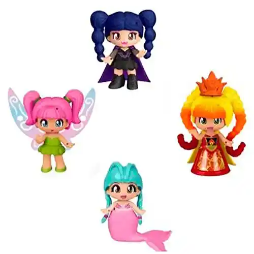 Pinypon 700017466 Una Princesa, un Hada, una vampiresa y una Sirena, para niñas y niños Mayores de 4 años, Fomenta la Creatividad de los más pequeños, MulticolorPack de 4 Figuras