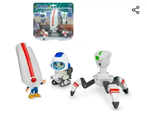 Pinypon Action - Robots Space Pack, 3 Figuras Diferentes, 2 Robots espaciales y un muñeco Astronauta, con Piezas Desmontables e Intercambiables, para niños y niñas Desde 4 años, Famosa (700017340)