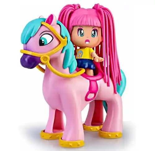Pinypon - Pony Melena al Viento con Figura, Gama Pelazo Estilazo, los Dos muñecos Tienen el Pelo de Material blandito y Estirable, para niñas y niños Desde 4 años, Famosa (700017180)