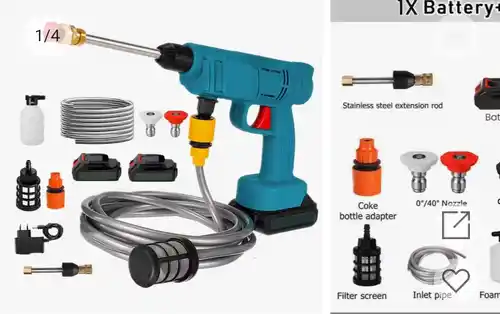 Pistola de lavado de coches de alta presión inalámbrica, pistola de lavado de agua eléctrica, batería recargable, limpiador