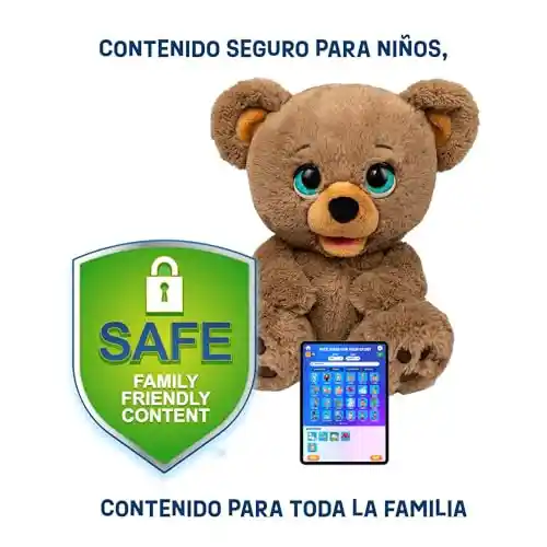 PLAi - PoE el Osito con Inteligencia Artificial, CREA Historias con una App y Mueve la Boca al Contarlas, Utiliza Tecnología IA de ChatGPT Apta para Niños, Memoría de 60 Minutos, Famosa (LAY00000)