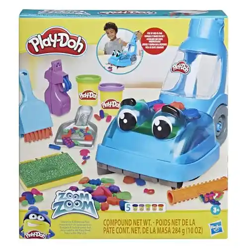 Play-Doh F3642 Zoom Zoom Aspiradora de Juguete con 5 Botes de Plastilina No Tóxica de Colores, Set de Manualidades, Niños de 3 Años o Más