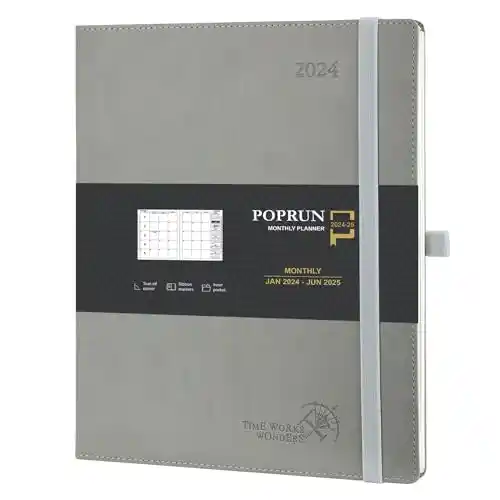 Agenda 2024 2025 Mensual 26,5 x 21,5 cm, Planificador 2024 2025 18 Meses de Ene.2024 - Jun.2025