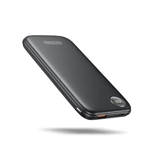 Power Bank, Slim Bateria Externa 4.5A de Alta Velocidad 10000mAh 22.5W, Bateria Portatil con Entrada y Salida USB C de Alta Velocidad, Patalla LED, Compatible con iPhone Samsung y más Fast Charging