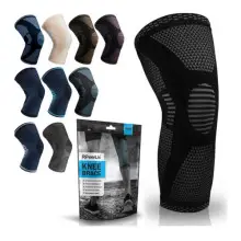 POWERLIX rodillera para mujeres y hombres, rodillera de compresión para artritis, dolor articular, lesión de ligamentos, desgarro de menisco, tendinitis, correr, sentadillas, deportes, Negro, L