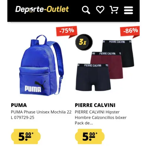 Precio Fijo Todo a 5€ en Deporte Outlet