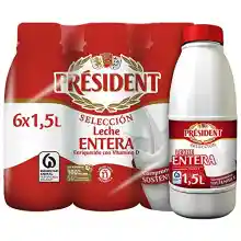 PRESIDENT Leche Entera Pack 6 x 1,5L