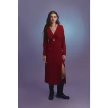 Vestido midi escote nudo estampado - Springfield