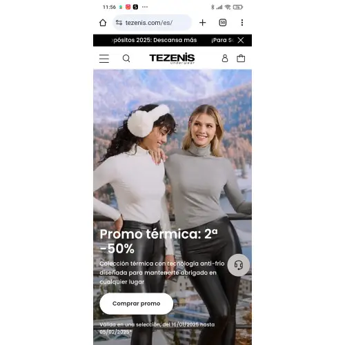 Promo ropa térmica 2ª al 50% - TEZENIS