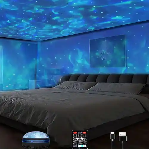 Proyector de estrellas de 1 pieza, proyector de galaxia, proyector de olas de océano de agua para decoración de habitación con luz nocturna de dormitorio con patrones de 7 colores - AliExpress