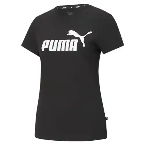 PUMA Ess Logo Tee, Camiseta de Deporte Mujer, Black, L