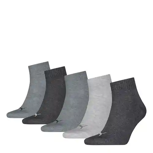 PUMA Unisex Quarter Plain, Calcetines Unisex adulto, gris antracita/l Mel Grey/m Mel Grey - New, 35-38