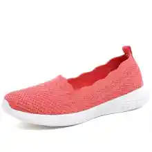 Puxowe Zapatillas Slip On Mujer Comoda Casual Mesh Respirable Ligero Zapatos Sneakers Moda Caminar Tejer Bambas Mocasines 38 EU Coral Red